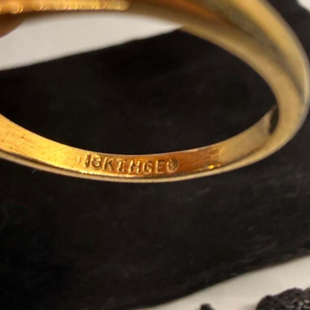 18K HGE Diamond Cluster Ring Gold Tone